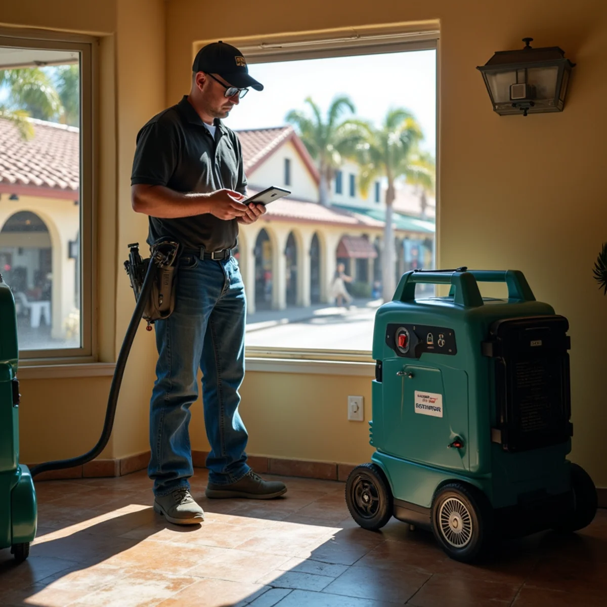 Restoration crew drying water damage inside a Arroyo Grande home, Arroyo Grande, CA