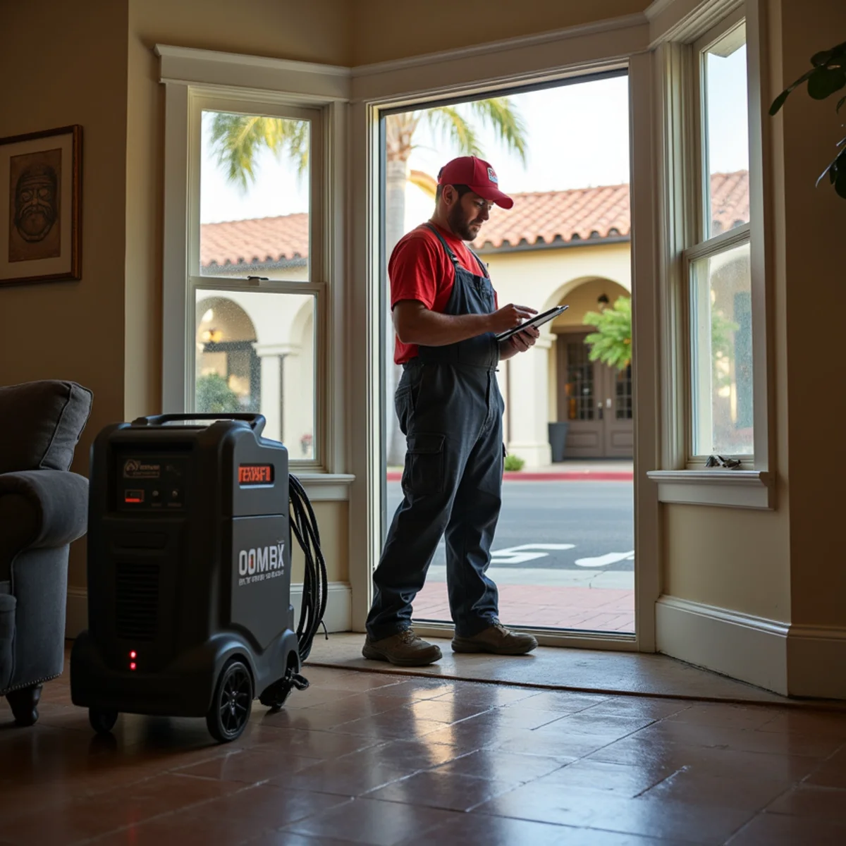 Restoration crew drying water damage inside a Santa Maria home, Santa Maria, CA
