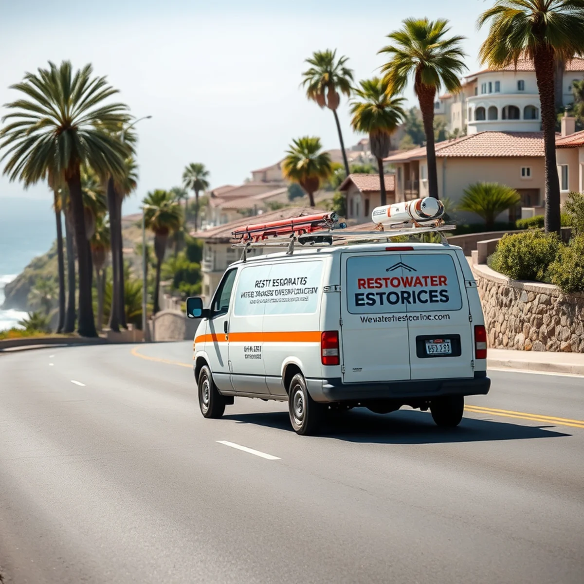 Restore Santa Barbara van on a coastal Santa Barbara street