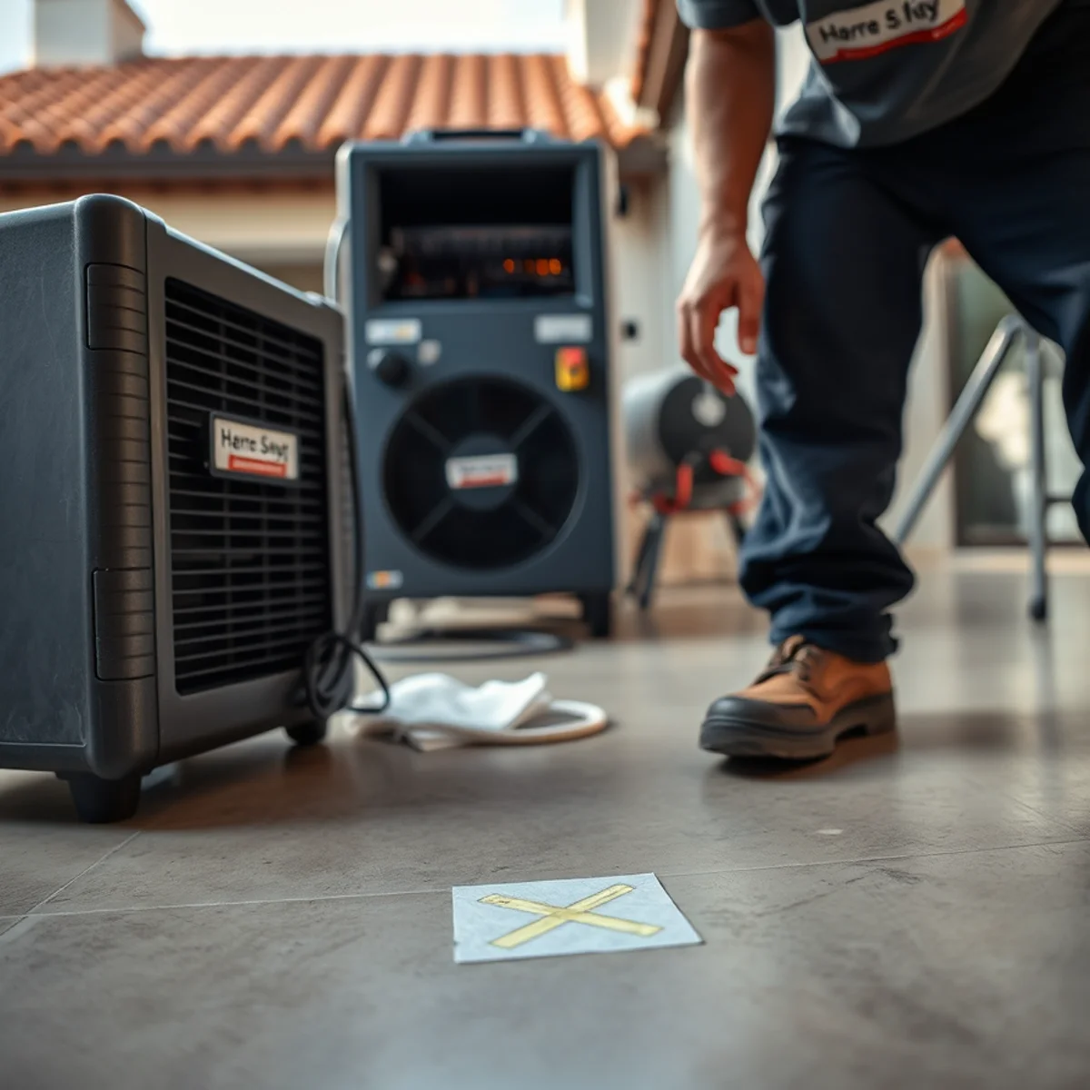 Technician pinpointing a slab leak under a Santa Barbara foundation